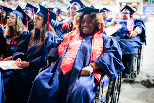 Rachael Haynes waiting to graduate.